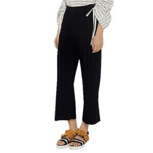 A.L.C. High Rise Wide Leg Cropped Pants Crepe Large Black